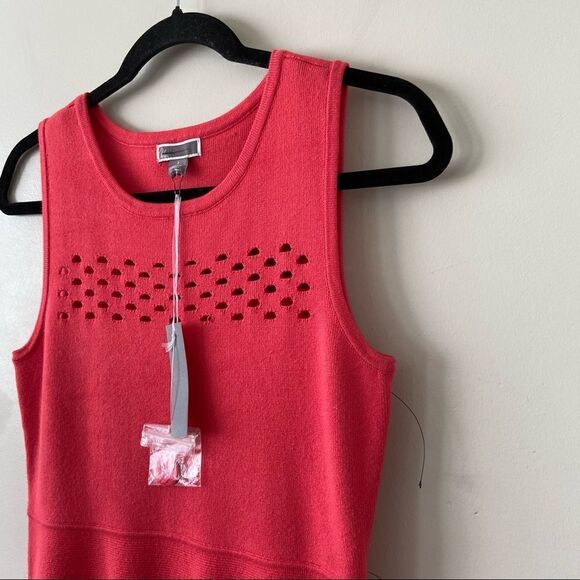 Nwt-chelsea28 (Nordstrom)Ponte Hot Coral Open Work Fit & Flare Dress - Picture 5 of 10